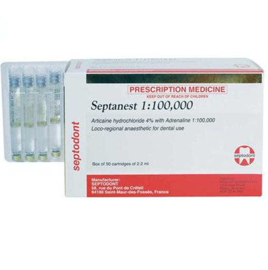 Septanest Articaine Hydrochloride 4% 2.2ml with Adrenaline 1:100000 image 0
